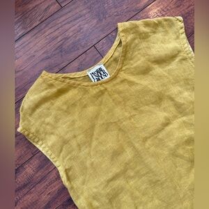 Prairie Underground Linen Sleeveless Mustard Yellow Maxi Dress | Size Small